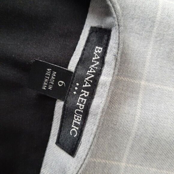 BANANA REPUBLIC | Mini Skirt Plaid Window Pane Check Pattern Grey Sz 6 - Picture 6 of 7